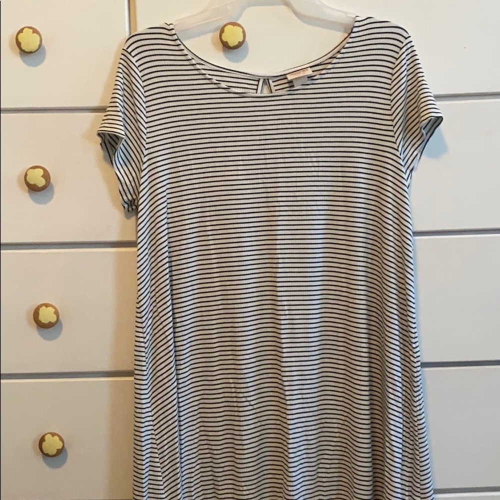 Black and white striped skater dress
